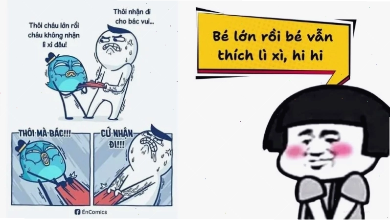 bao lì xì meme bộ 5 chiếc
