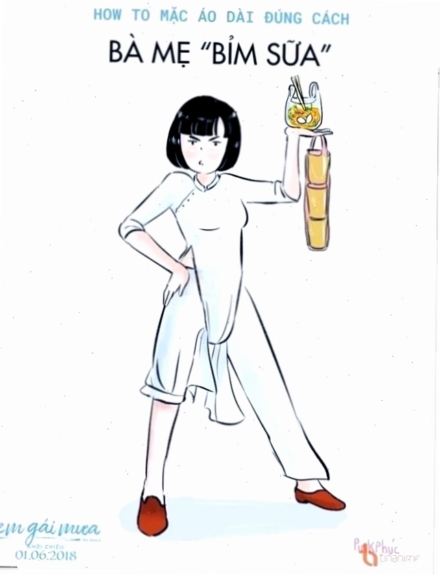 Bộ tranh thiếu nữ áo dài meme cực hot