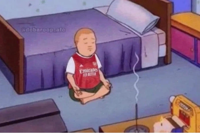 chó ngồi thiền meme cười tươi