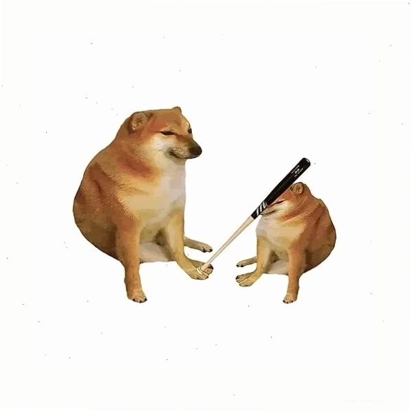 chú chó meme cheems bịt miệng