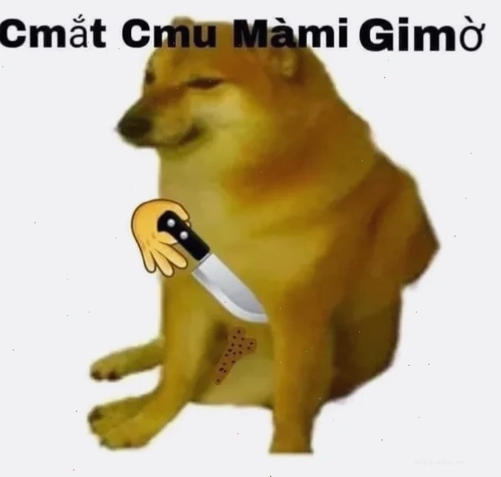chú chó meme cheems cầm súng