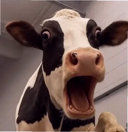 con bò cười meme nhai cỏ