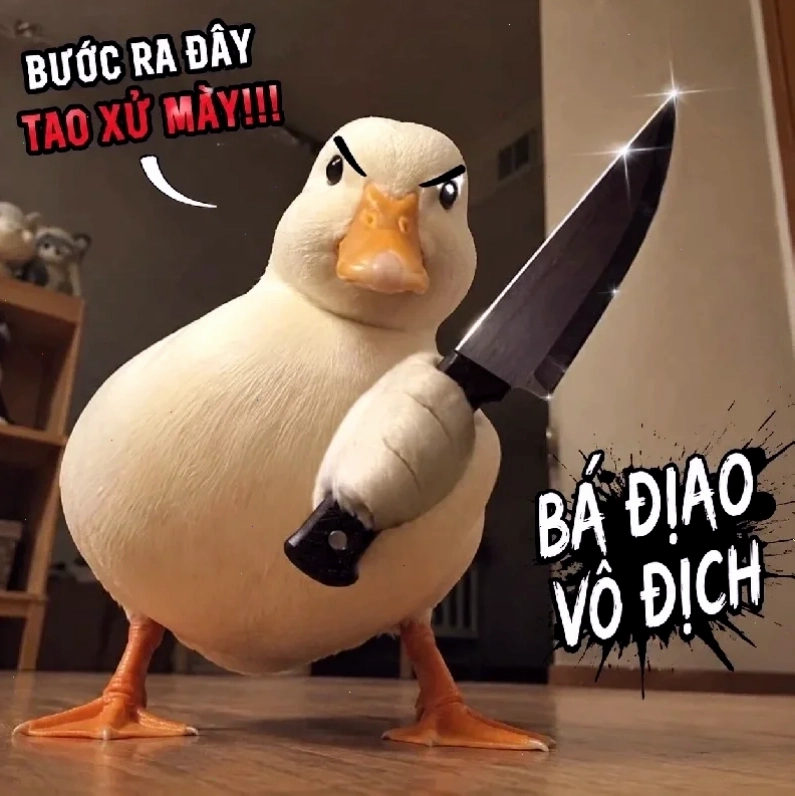 con vịt meme đang nấu ăn