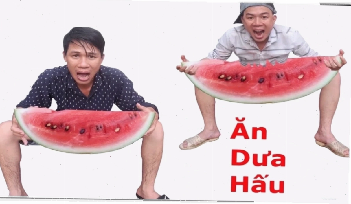 meme ăn dưa hấu dễ thương
