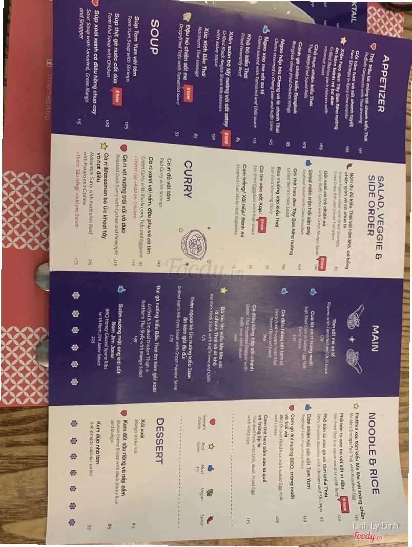 meme bistro mai hắc đế menu đồ ăn chính