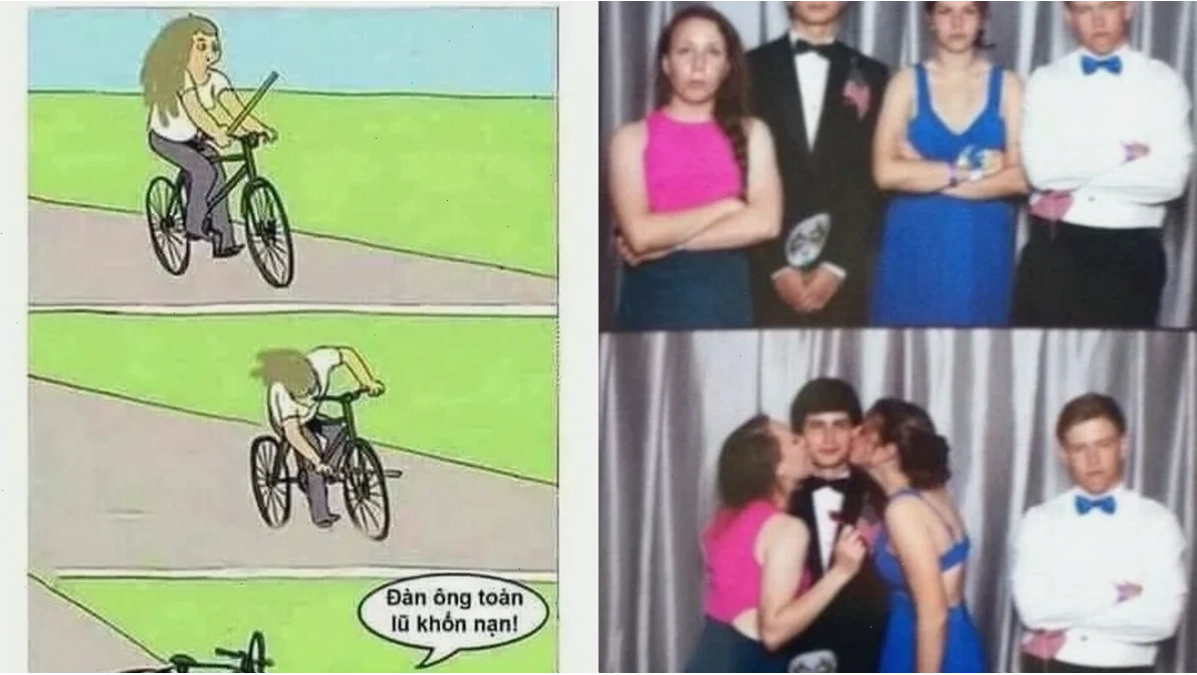 meme chọc gậy bánh xe sáng tạo