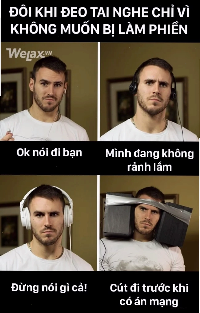 meme đeo tai nghe