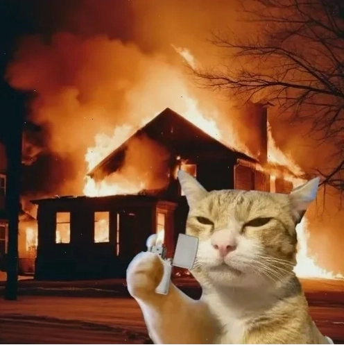 meme đốt nhà cảm xúc bùng nổ