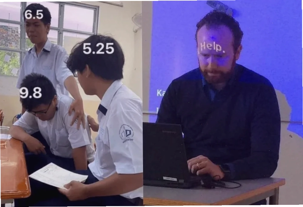 Meme học bài nửa tỉnh nửa mê