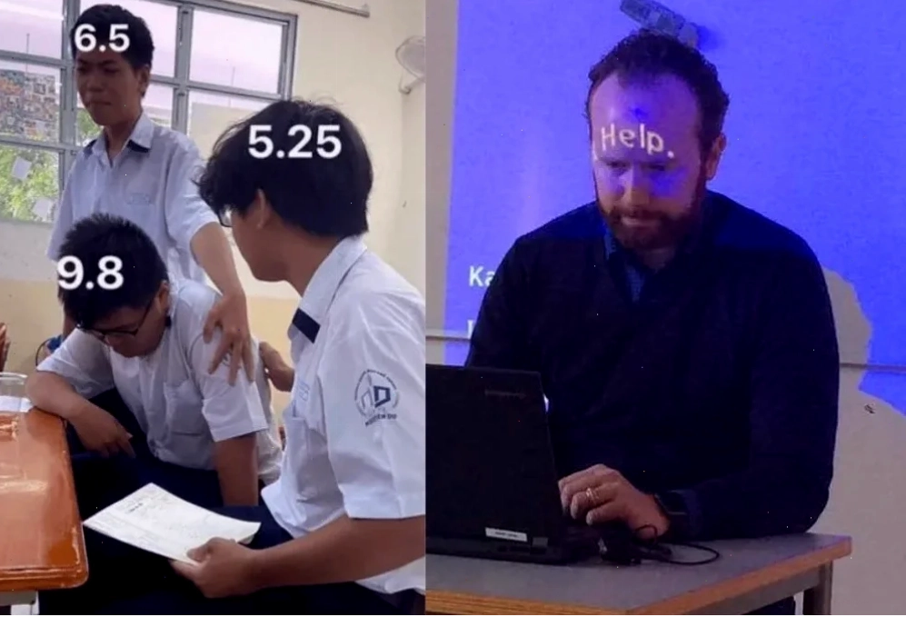 Meme học bài nửa tỉnh nửa mê