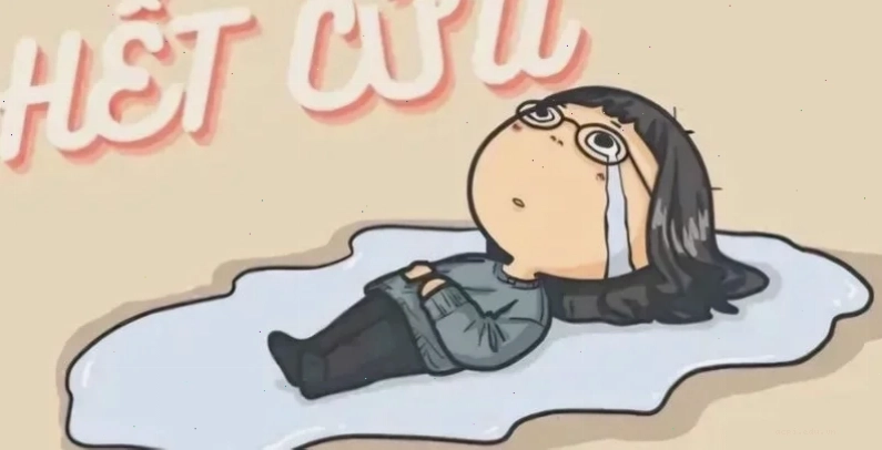 meme nằm khóc buồn