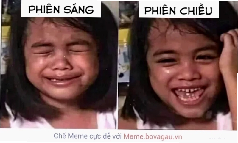 meme nằm khóc vui