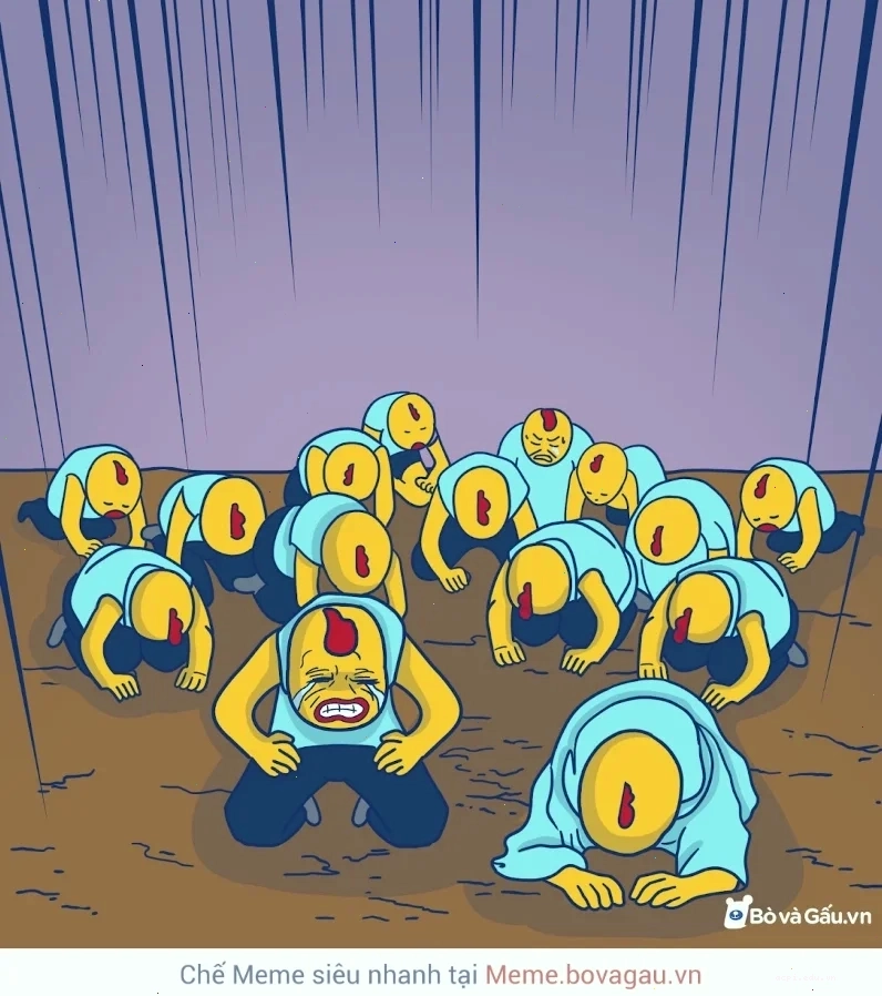 meme quỳ lạy cuối