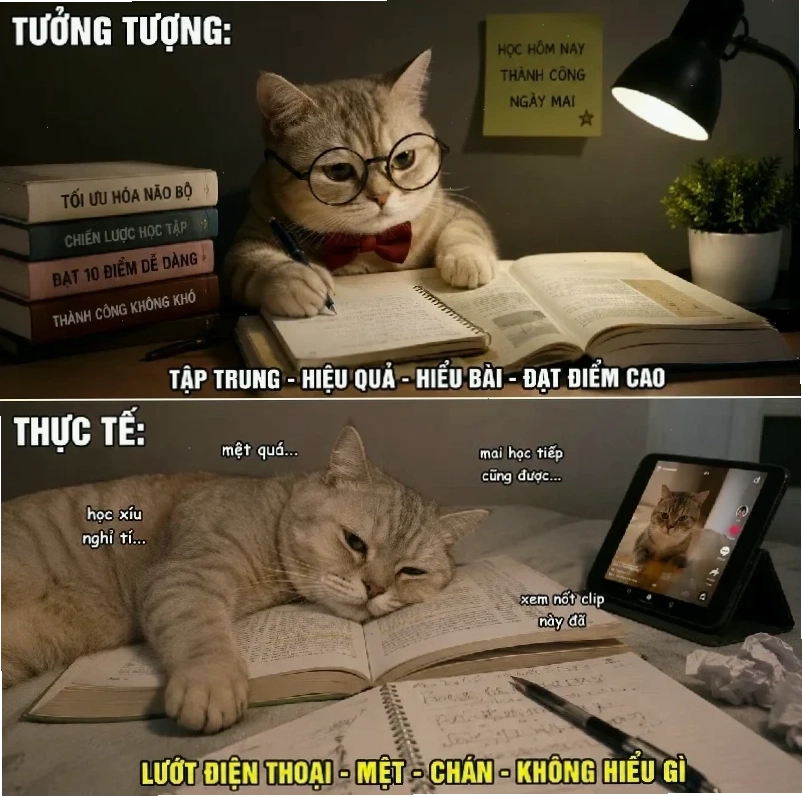 meme thi cử lúc mệt mỏi