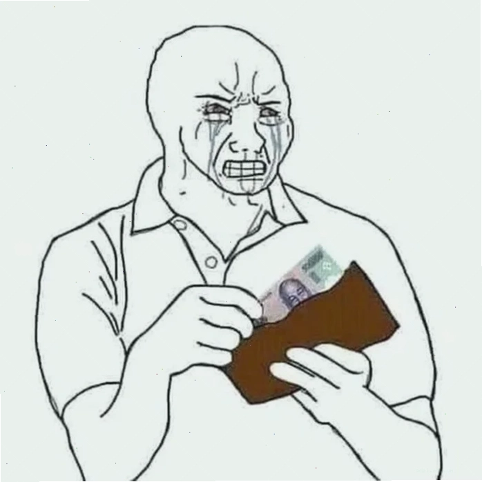 người bán hàng đợi tiền đâu meme