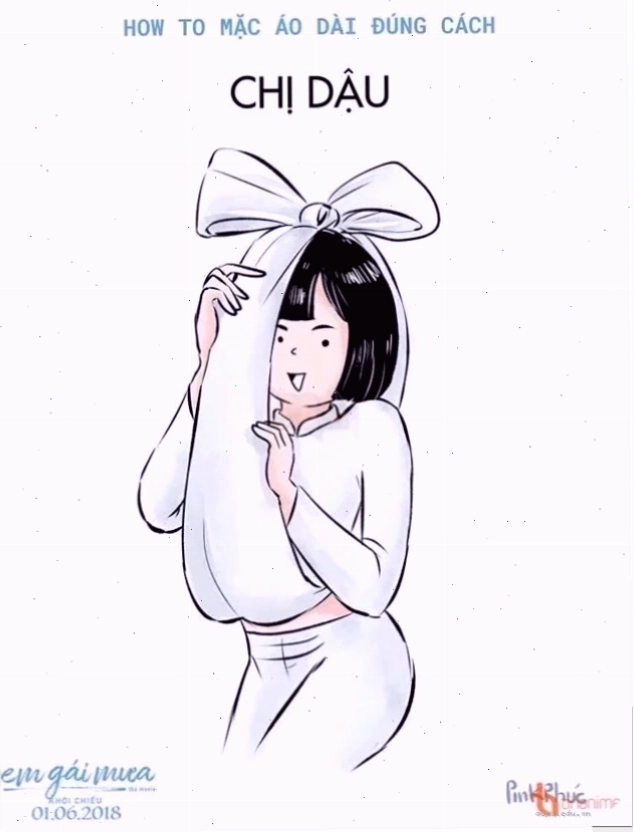 Thiếu nữ mặc áo dài meme đang thưởng trà